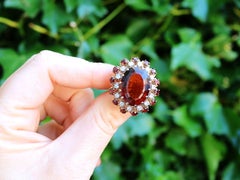 Vintage 17.67 carat Citrine and 1.33 carat Diamond Yellow Gold Cocktail Ring