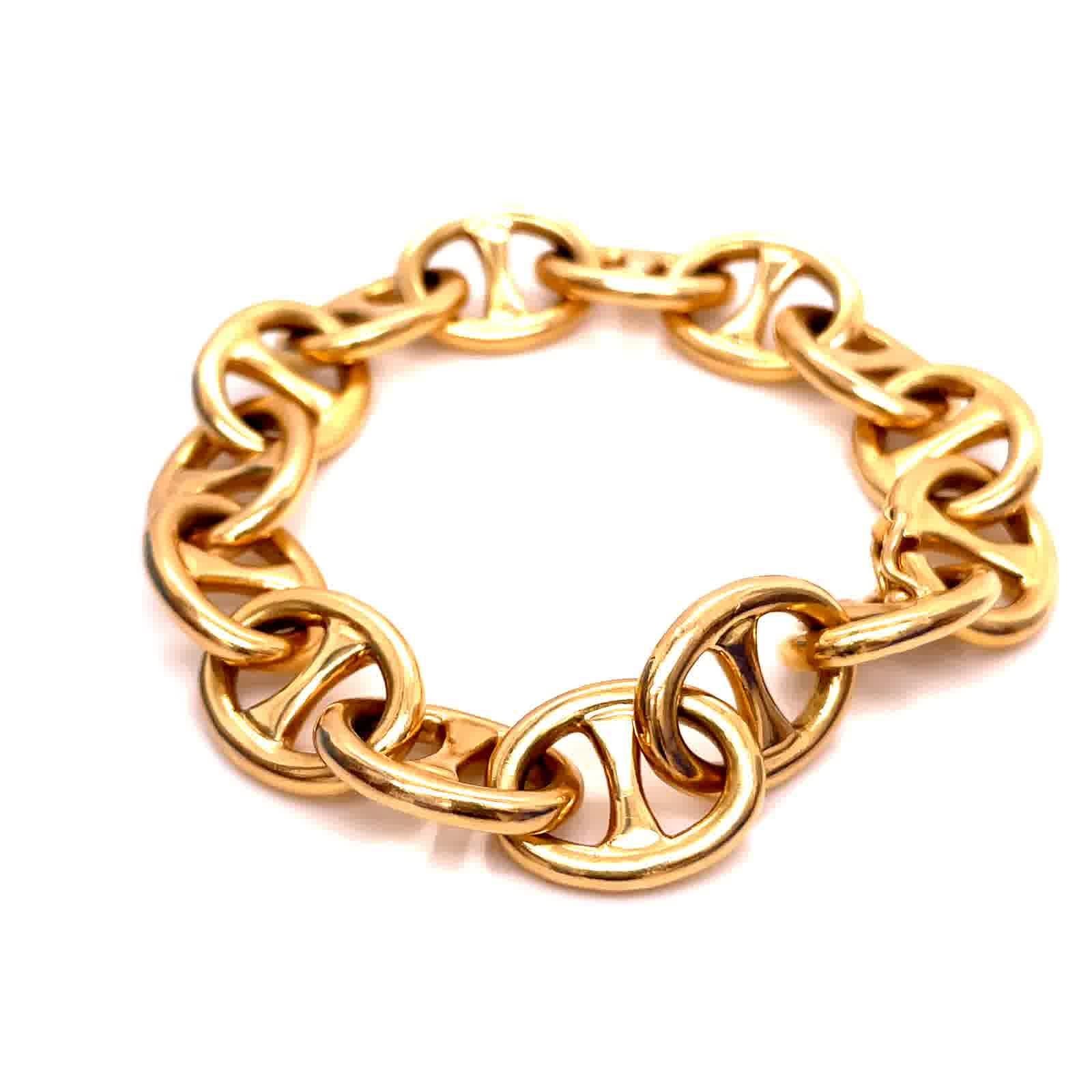 Vintage French 18 Karat Gold Mariner's Link Bracelet In Excellent Condition In Beverly Hills, CA