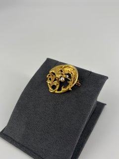 Vintage French 18-Karat Gold Mythological Beast Chimera Brooch Pendant Pearl