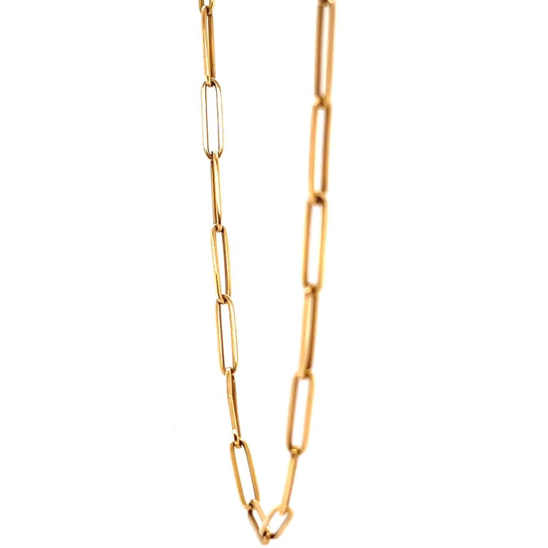 Women's or Men's Vintage French 18 Karat Gold Paper Clip Link Chain For Sale