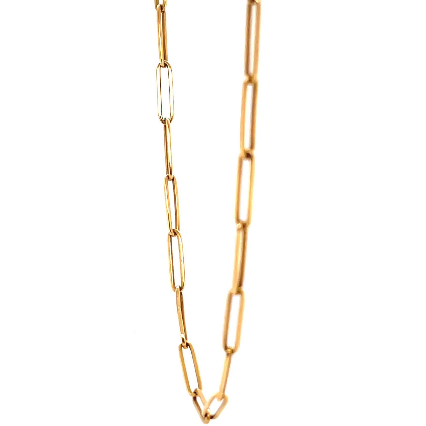 Women's or Men's Vintage French 18 Karat Gold Paper Clip Link Chain