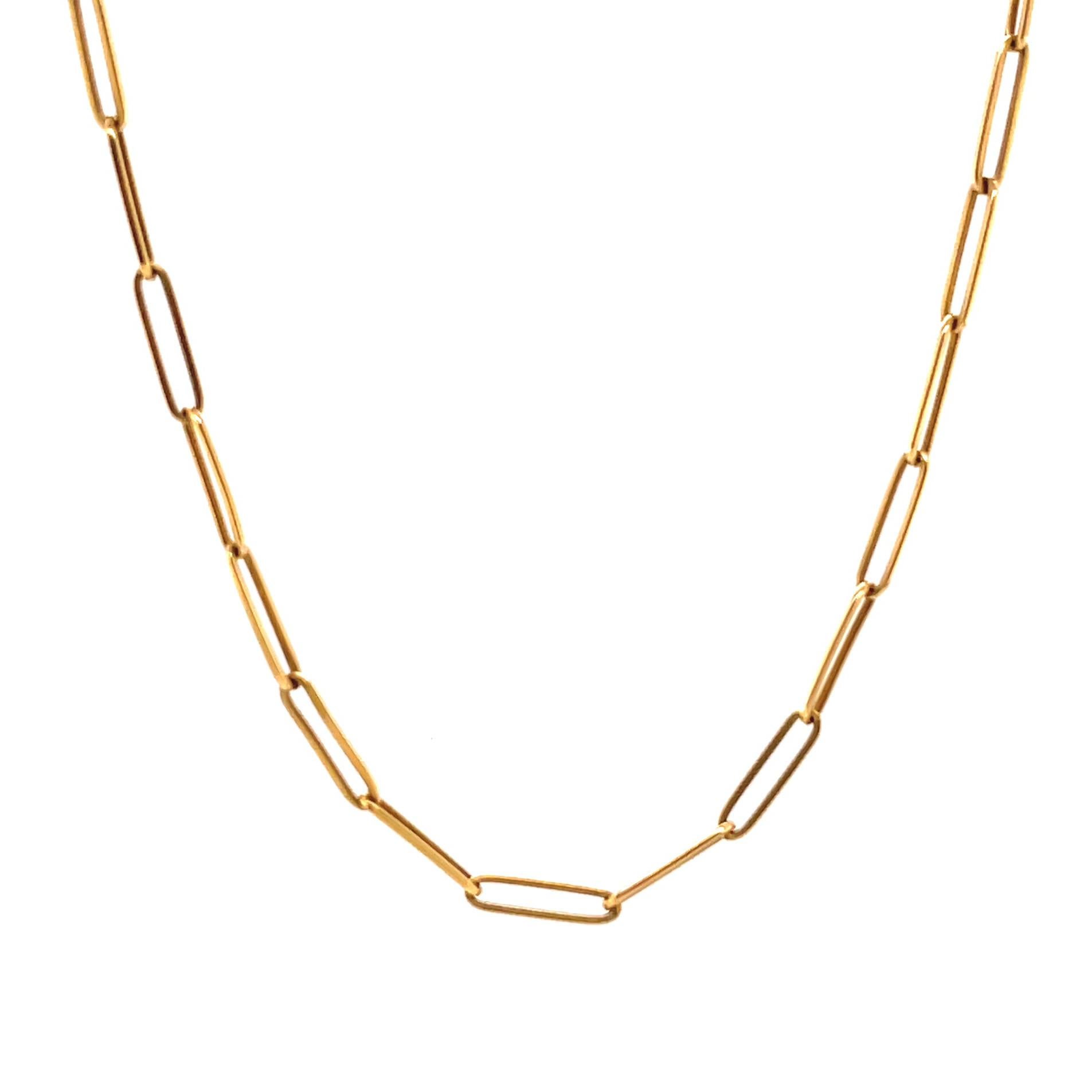 Vintage French 18 Karat Gold Paper Clip Link Chain In Excellent Condition In Beverly Hills, CA