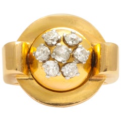 Vintage French 18k Retro Diamond Ring