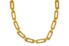 Vintage French 18 Karat Yellow Gold Braided Oval Link Chain Necklace