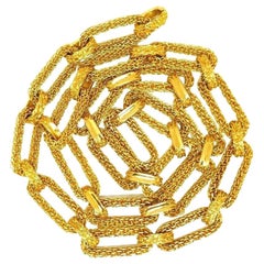 Vintage French 18 Karat Yellow Gold Braided Oval Link Chain Necklace