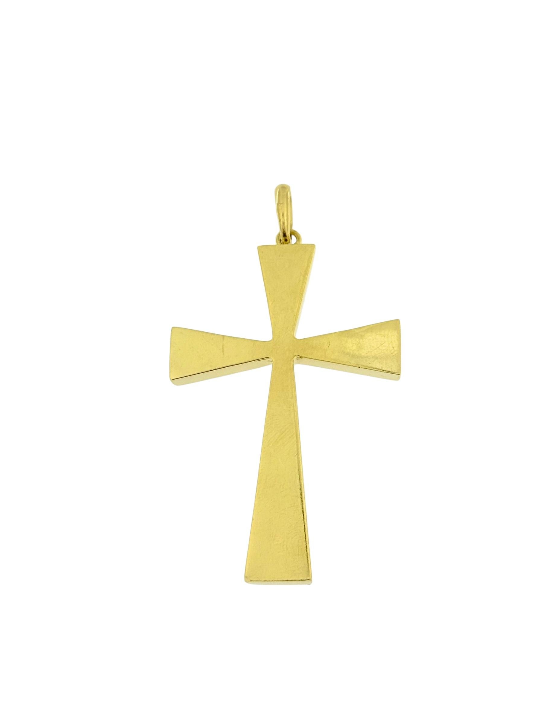 Vintage French 18 karat Yellow Gold Cross In Good Condition For Sale In Esch sur Alzette, Esch-sur-Alzette