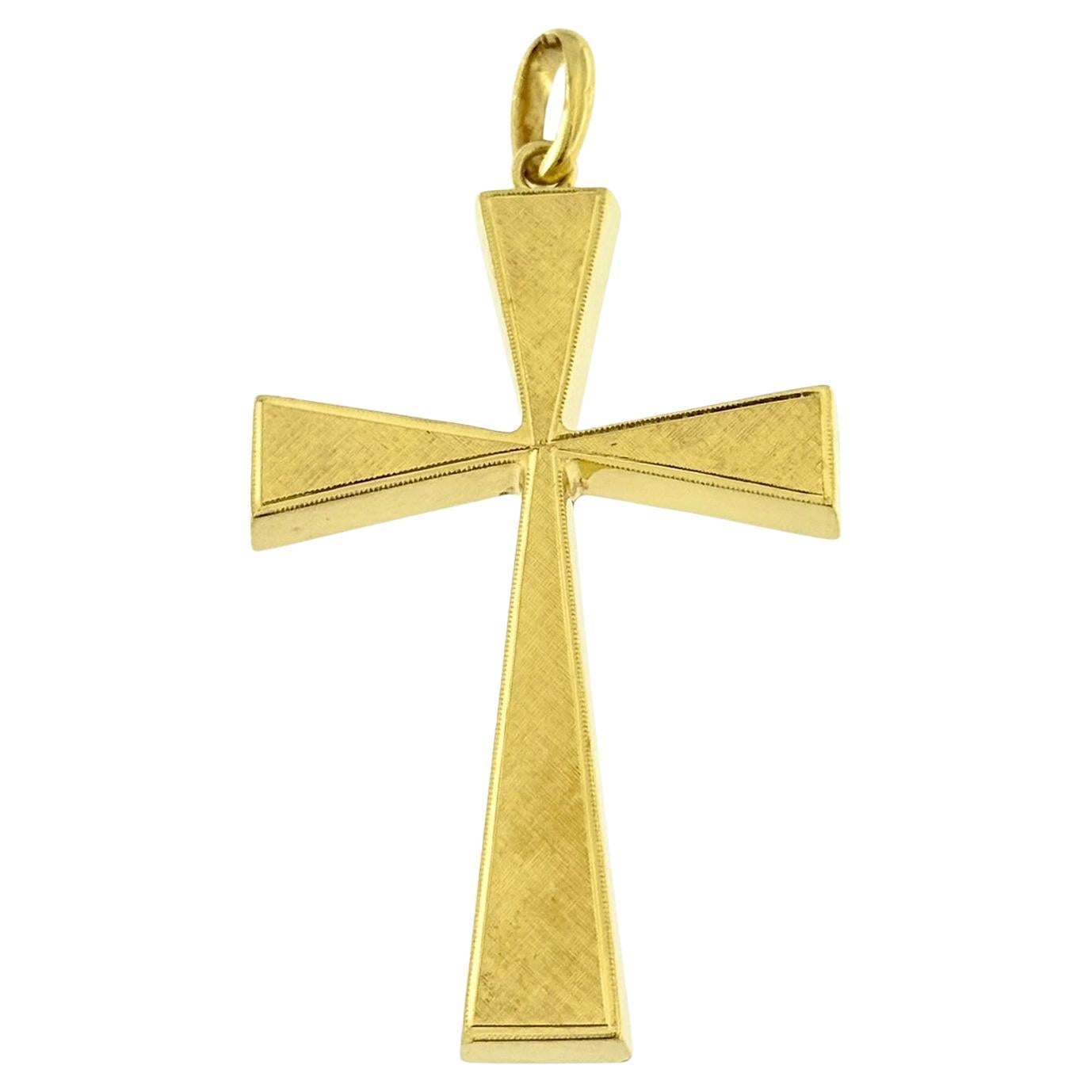 Französisches Kreuz aus 18 Karat Gelbgold im Vintage-Stil
