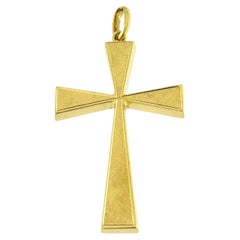 Französisches Kreuz aus 18 Karat Gelbgold im Vintage-Stil