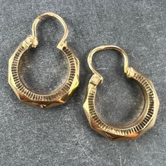 Vintage French 18 Karat Yellow Gold Lever Back Faceted Hoop Earrings