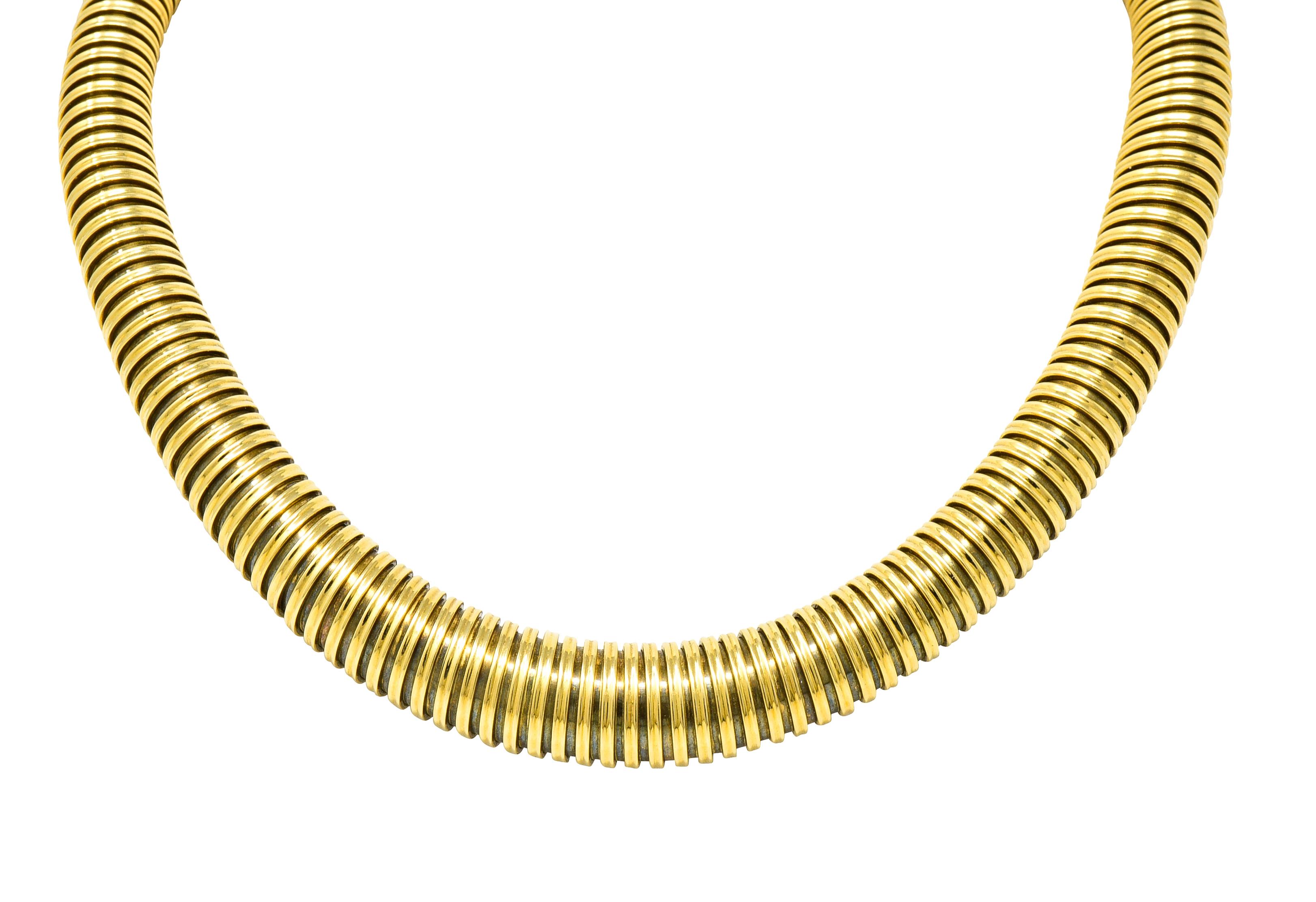 Vintage French 18 Karat Yellow Gold Round Vintage Tubogas Collar Necklace 3