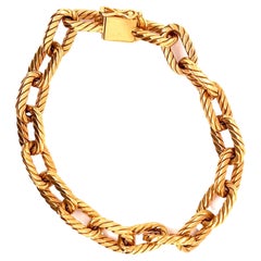 Vintage French 18 Karat Yellow Gold Twisted Link Bracelet