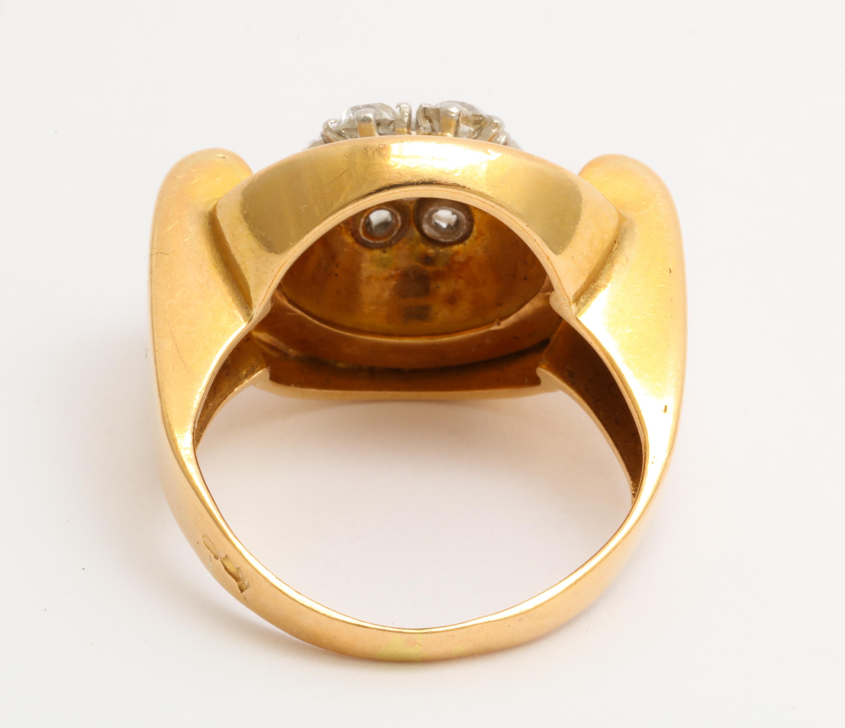 Vintage French 18k Retro Diamond Ring In Good Condition In New York, NY