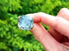 Vintage French 18.15 Carat Aquamarine and 18k Yellow Gold Ring Circa 1950