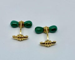 Vintage French 18 Karat and Malachite Cufflinks by Alfred Dunhill