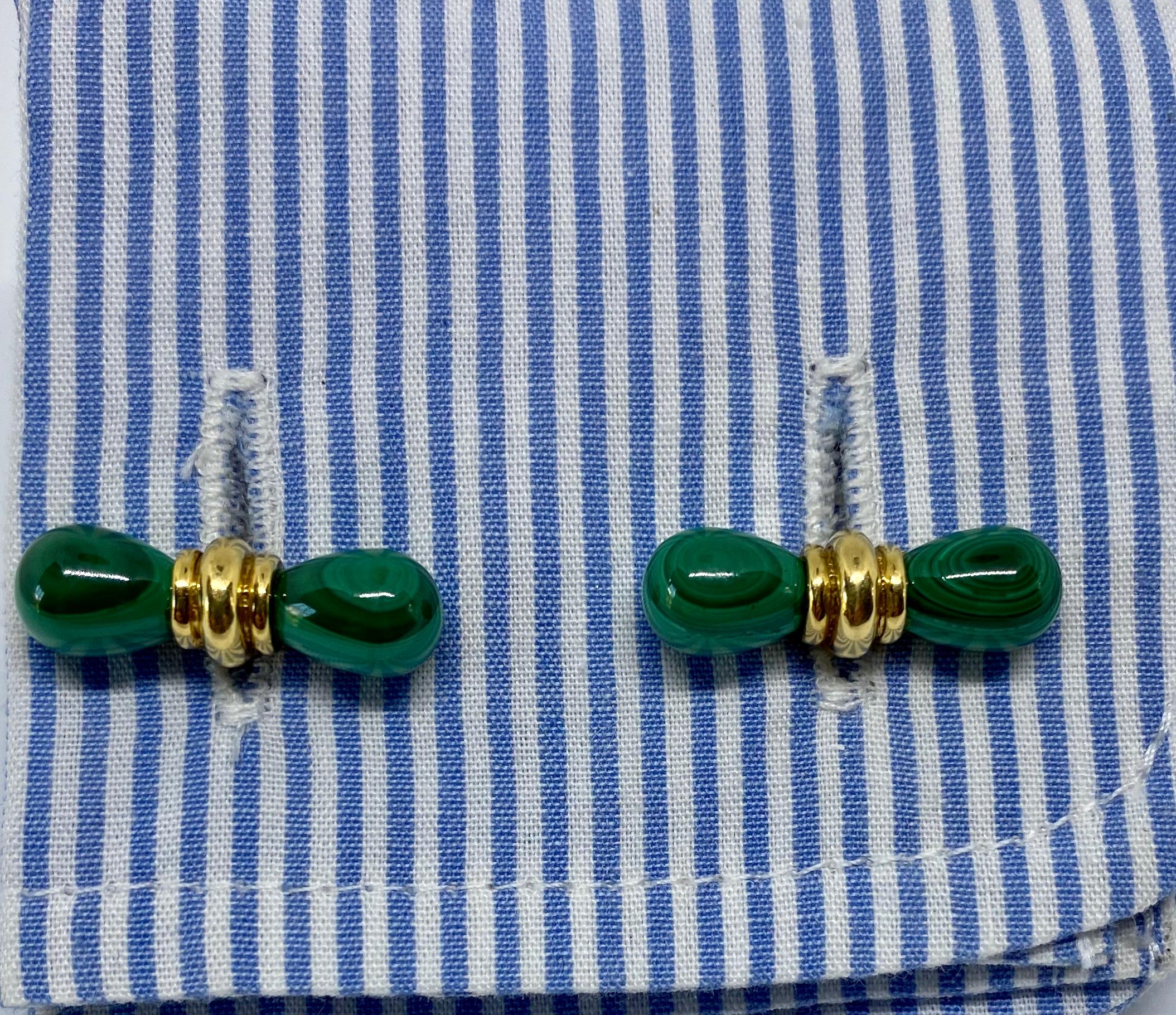 Burattato Gemelli da polso d'epoca in malachite e 18 carati di Alfred Dunhill in vendita