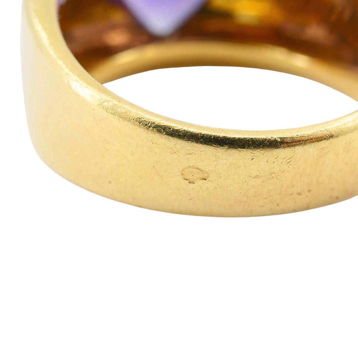 Anello francese vintage in oro 18k con ametista in vendita 7
