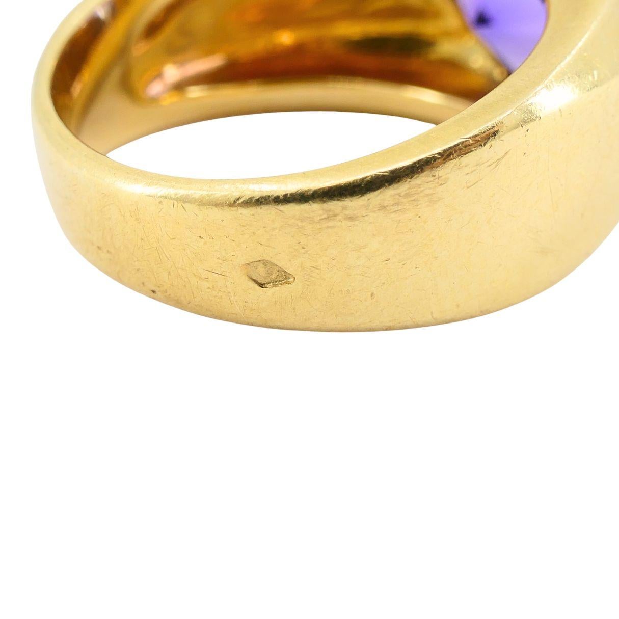 Anello francese vintage in oro 18k con ametista in vendita 8