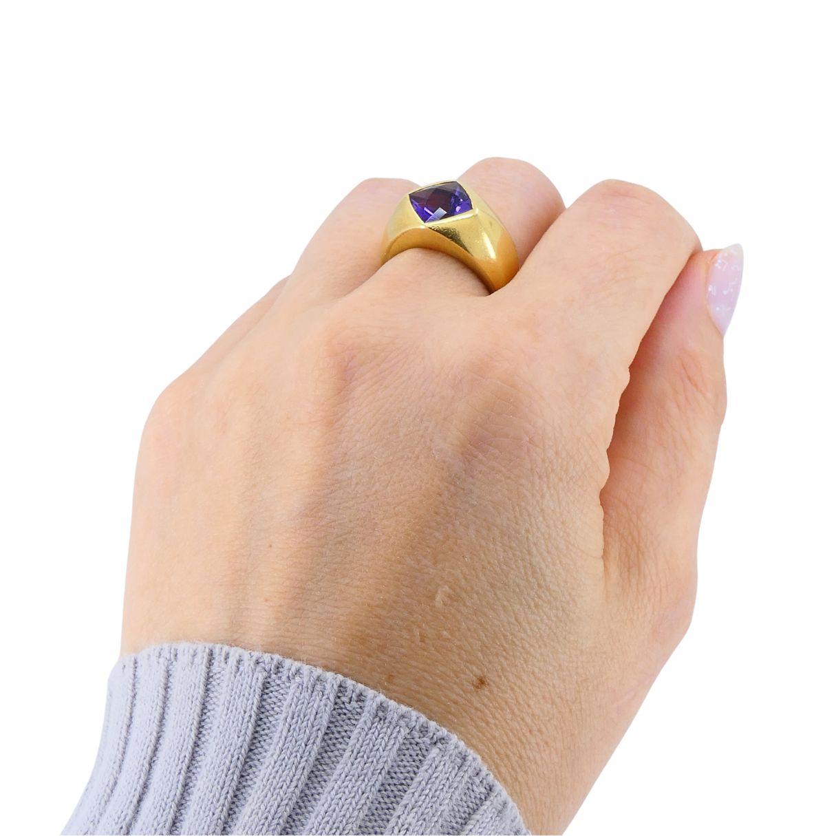 Anello francese vintage in oro 18k con ametista in vendita 9