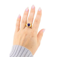 Vintage French 18k Gold Amethyst Ring