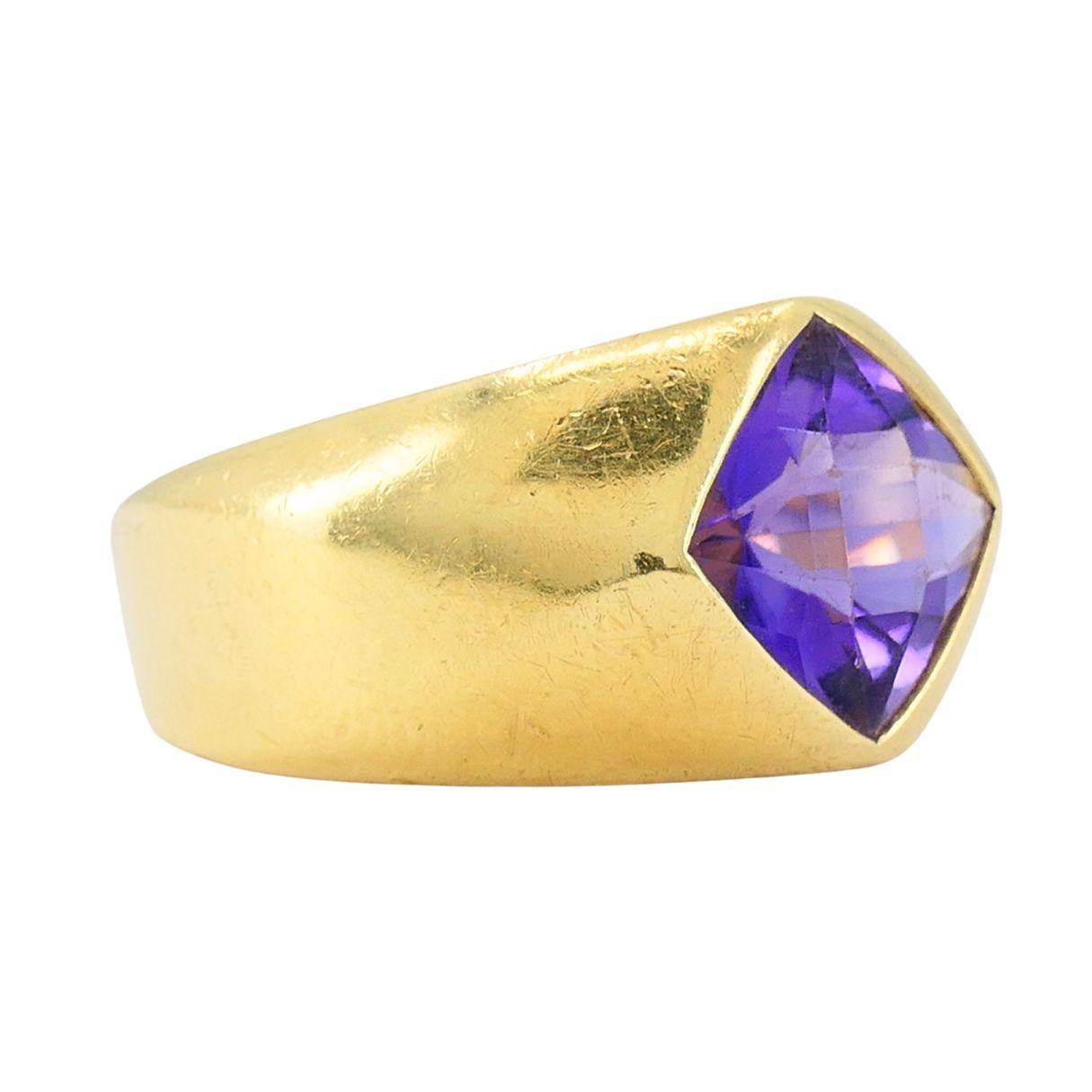 Anello francese vintage in oro 18k con ametista In condizioni buone in vendita a Beverly Hills, CA