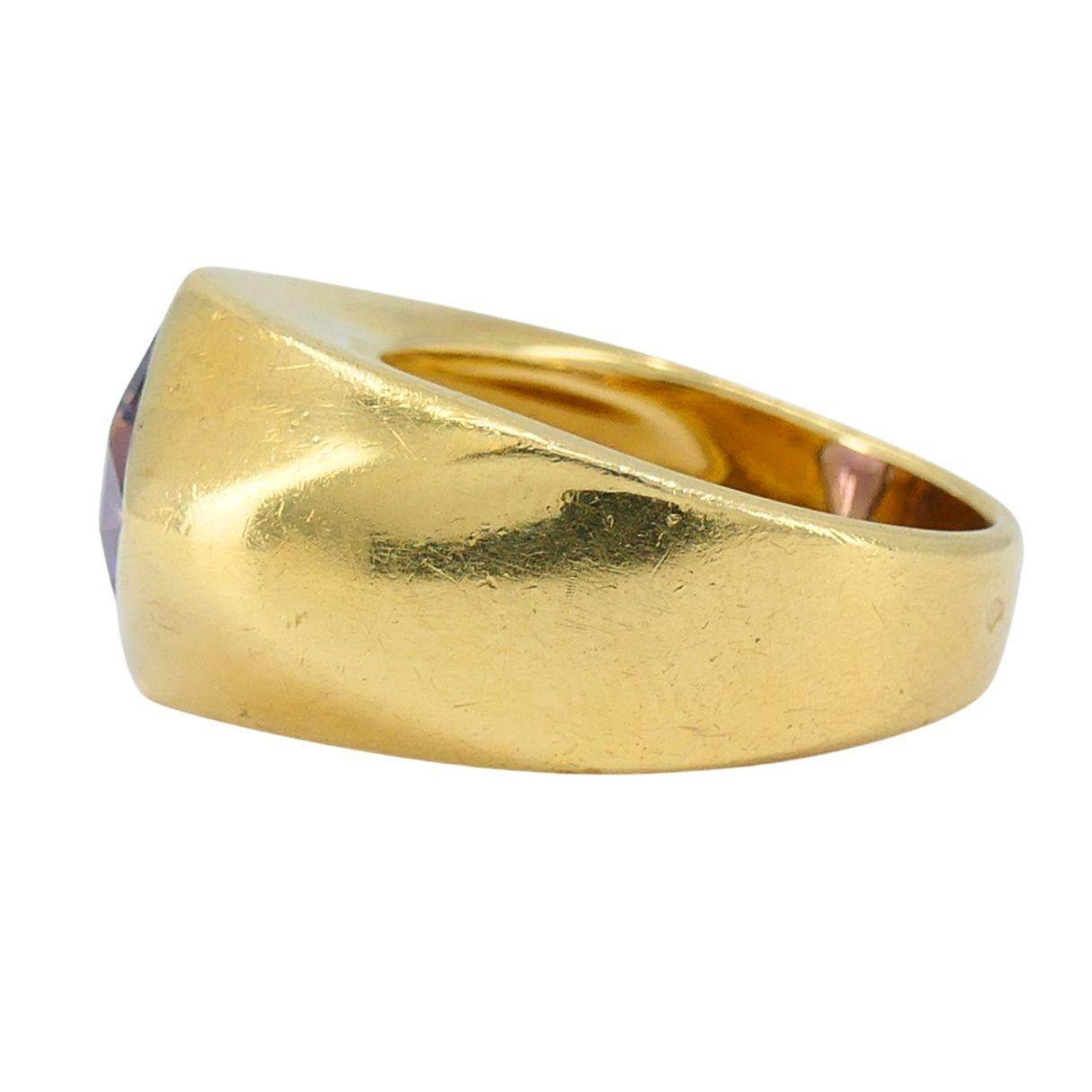 da uomo o donna Anello francese vintage in oro 18k con ametista in vendita