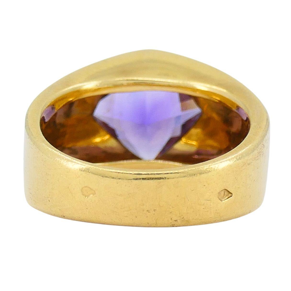 Anello francese vintage in oro 18k con ametista in vendita 1