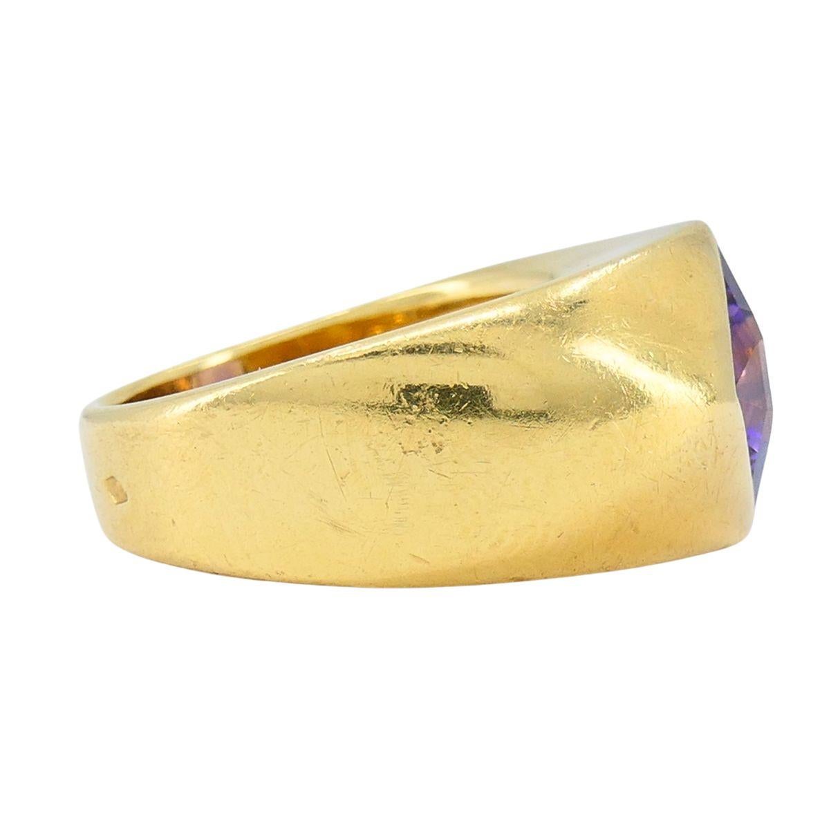 Anello francese vintage in oro 18k con ametista in vendita 2