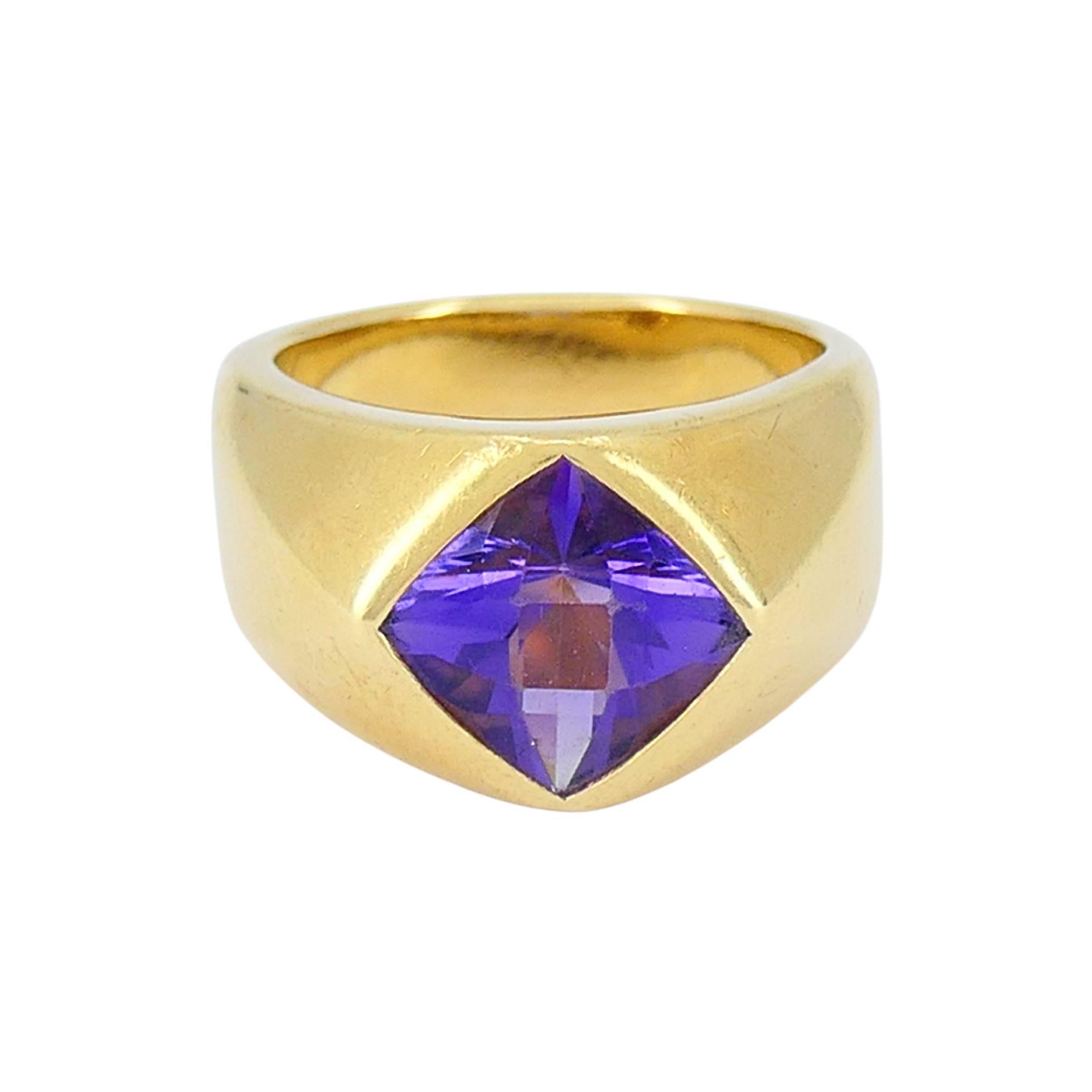 Anello francese vintage in oro 18k con ametista in vendita 4