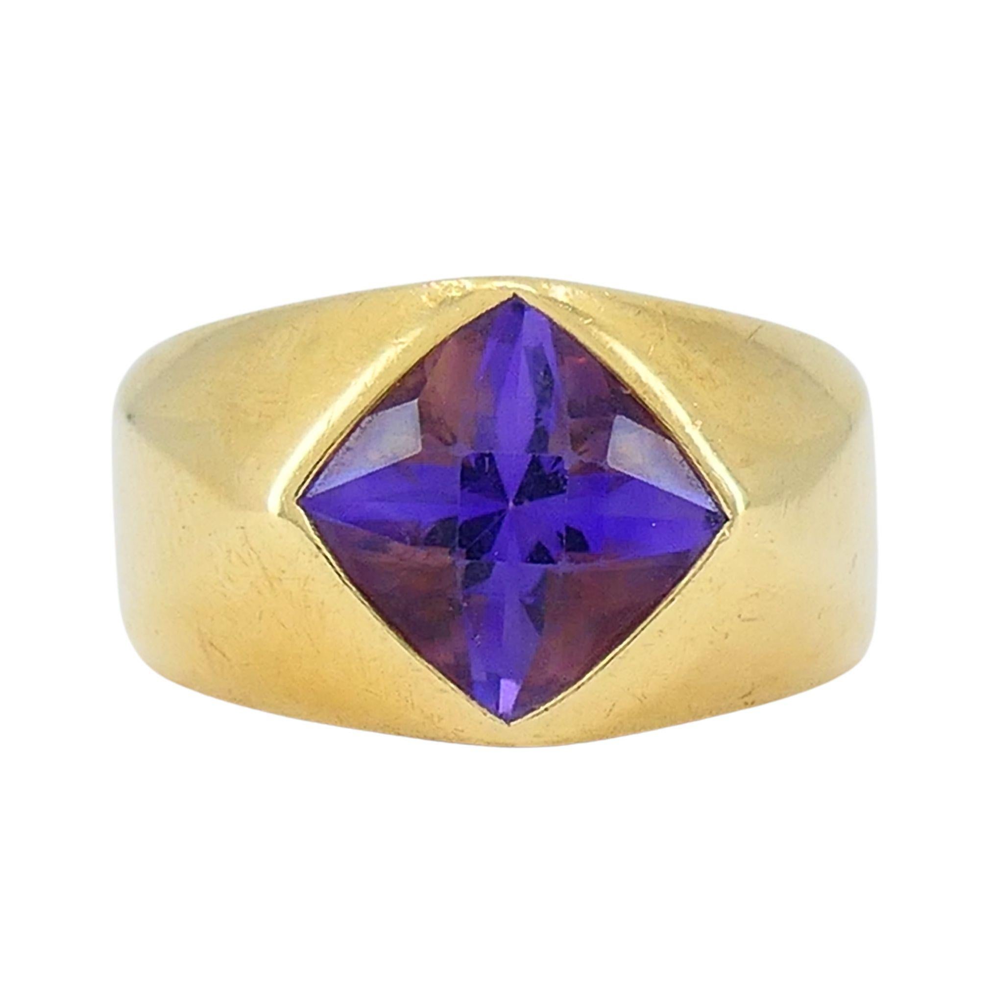 Anello francese vintage in oro 18k con ametista in vendita