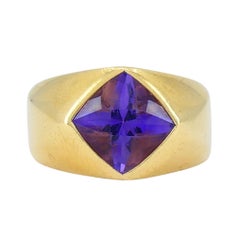 Anello francese vintage in oro 18k con ametista