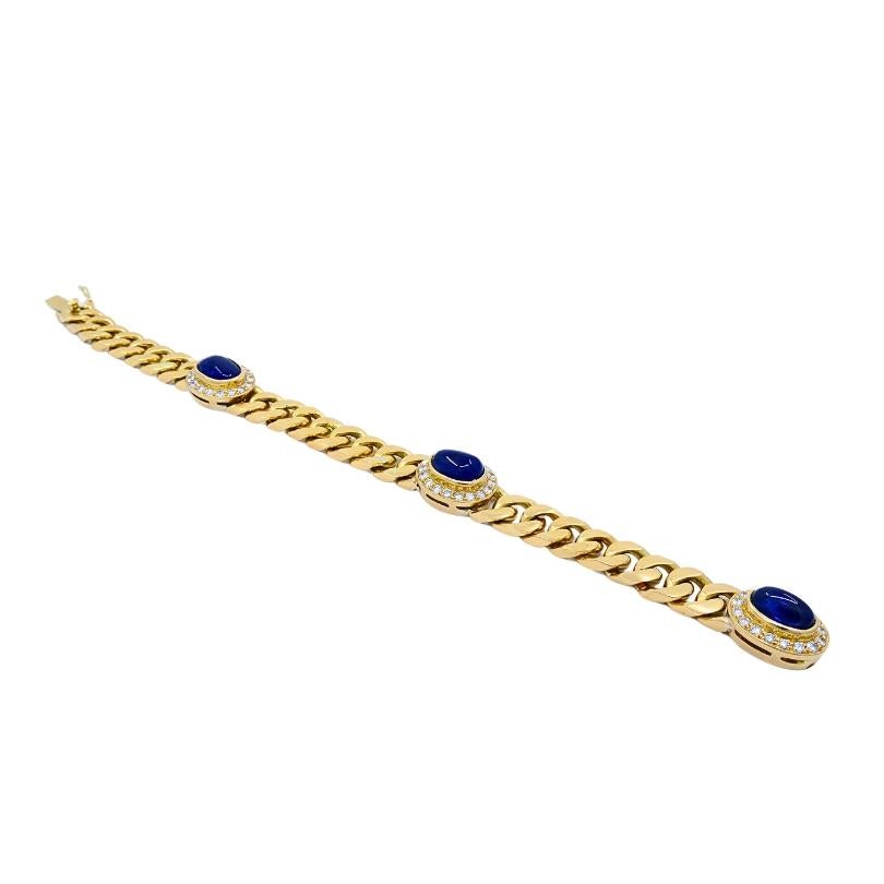 Vintage French 18k Gold Armband Curb Link Sapphire im Zustand „Hervorragend“ im Angebot in Beverly Hills, CA