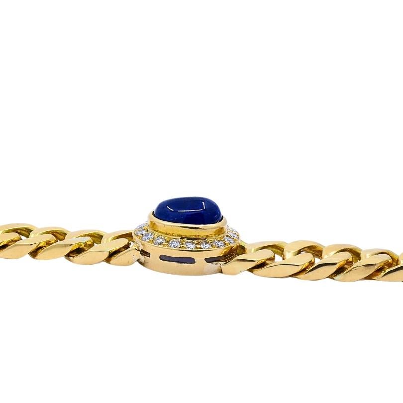 Vintage French 18k Gold Armband Curb Link Sapphire im Angebot 4