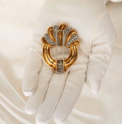 Vintage French 18k Gold Diamond Brooch 2.90 Carats