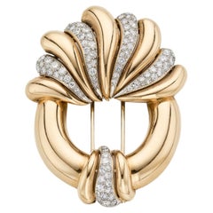 Vintage French 18k Gold Diamond Brooch 2.90 Carats