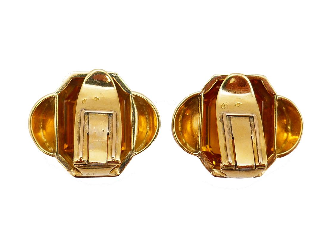 Boucles d'oreilles vintage françaises en or 18 carats et citrine - Bijoux de succession Pour femmes en vente