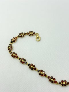 Vintage French 18k Gold Garnet Bracelet – 11.65 g