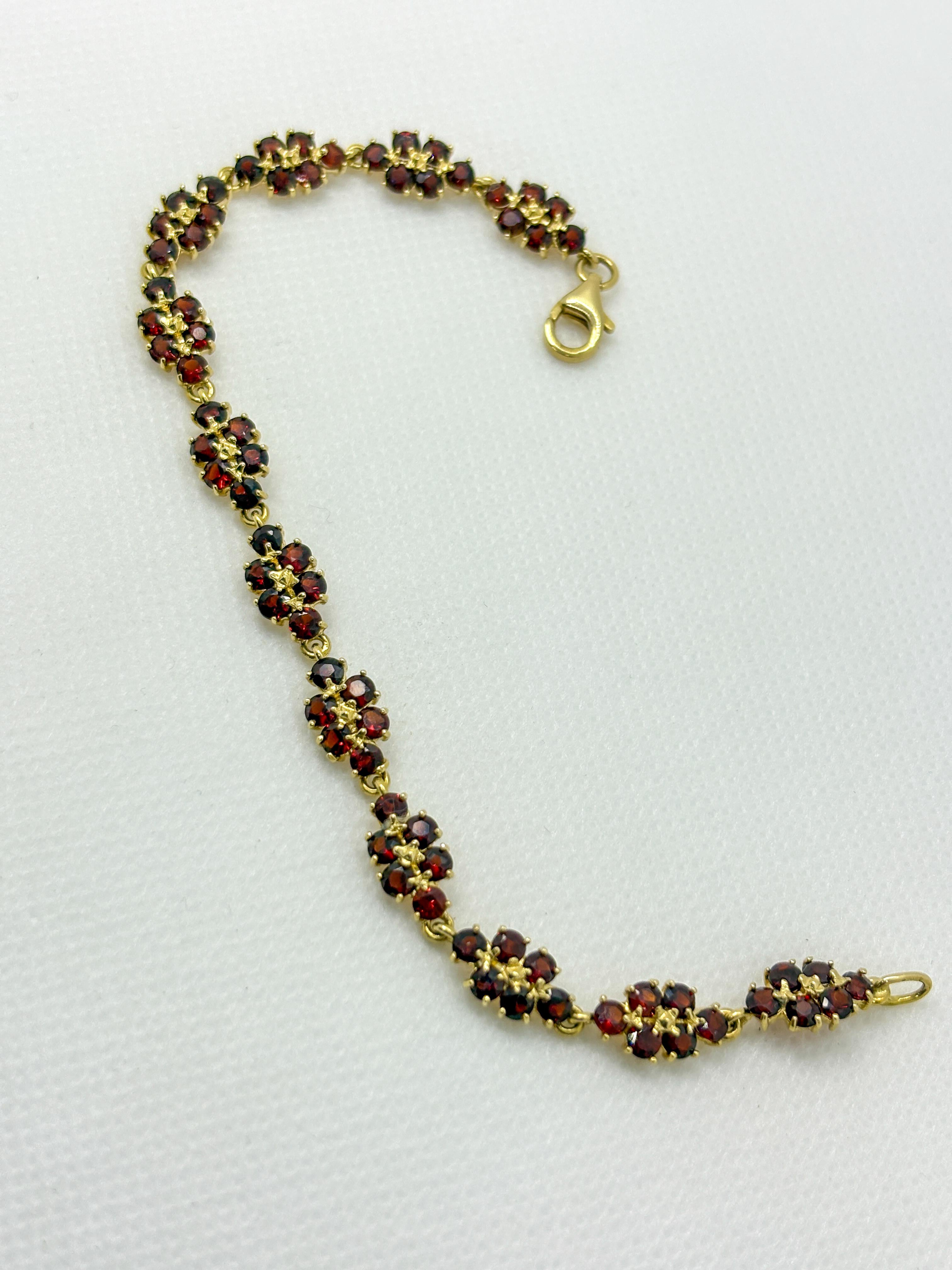 Vintage Französisch 18k Gold Granat Armband - 11,65 g (Renaissance) im Angebot