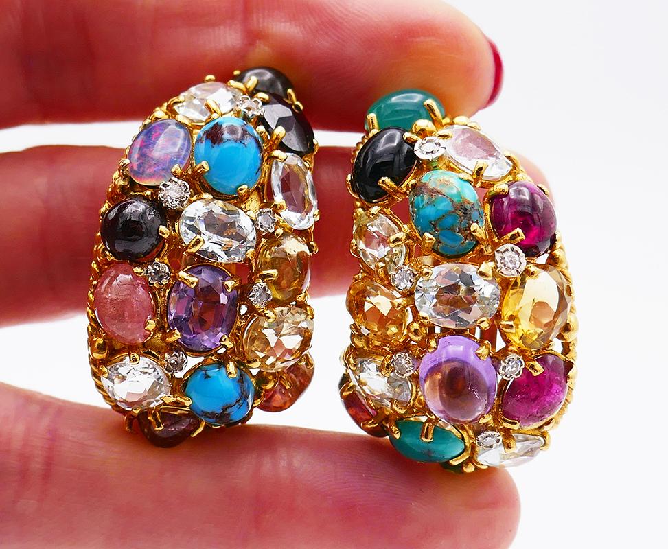gold earrings with gemstones