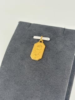 Vintage French 18K Gold Octagonal Virgin Mary Medal