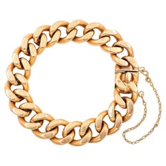 Vintage French 18K Gold Rounded Curb Link Bracelet