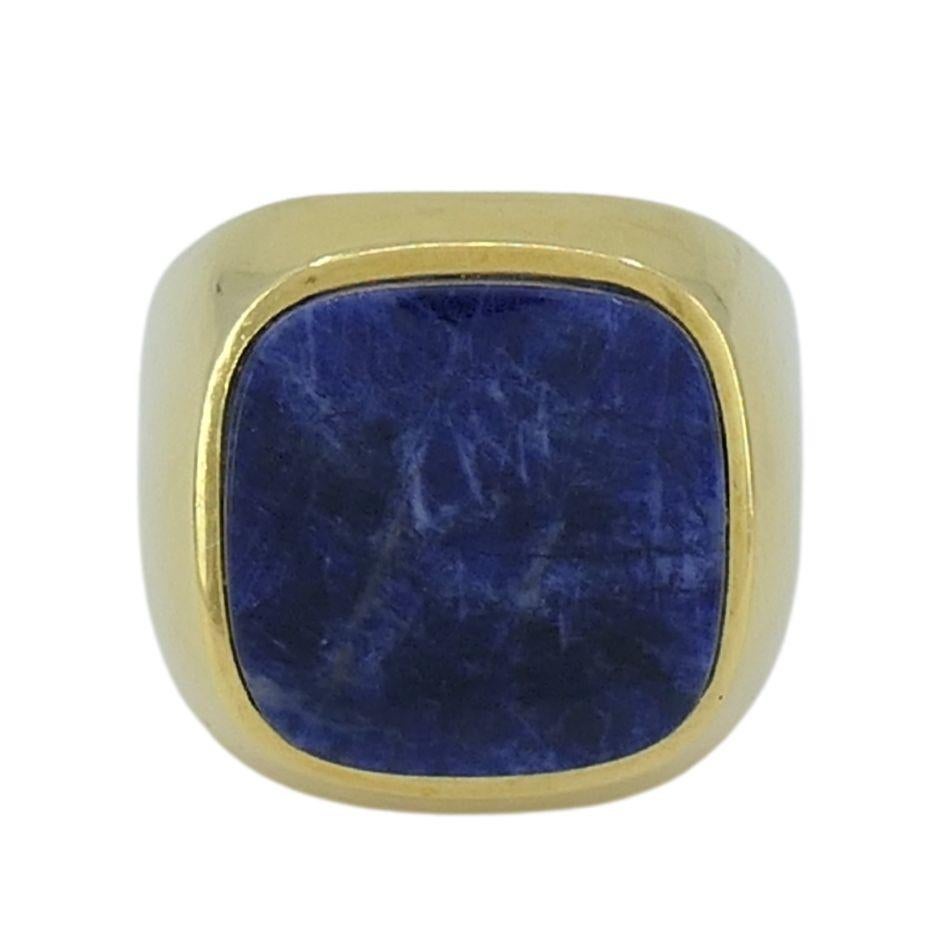 Vintage Französisch 18k Gold Sodalith Signet Ring im Zustand „Gut“ im Angebot in Beverly Hills, CA