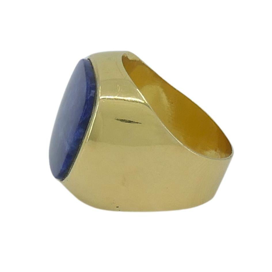 Vintage Französisch 18k Gold Sodalith Signet Ring für Damen oder Herren im Angebot