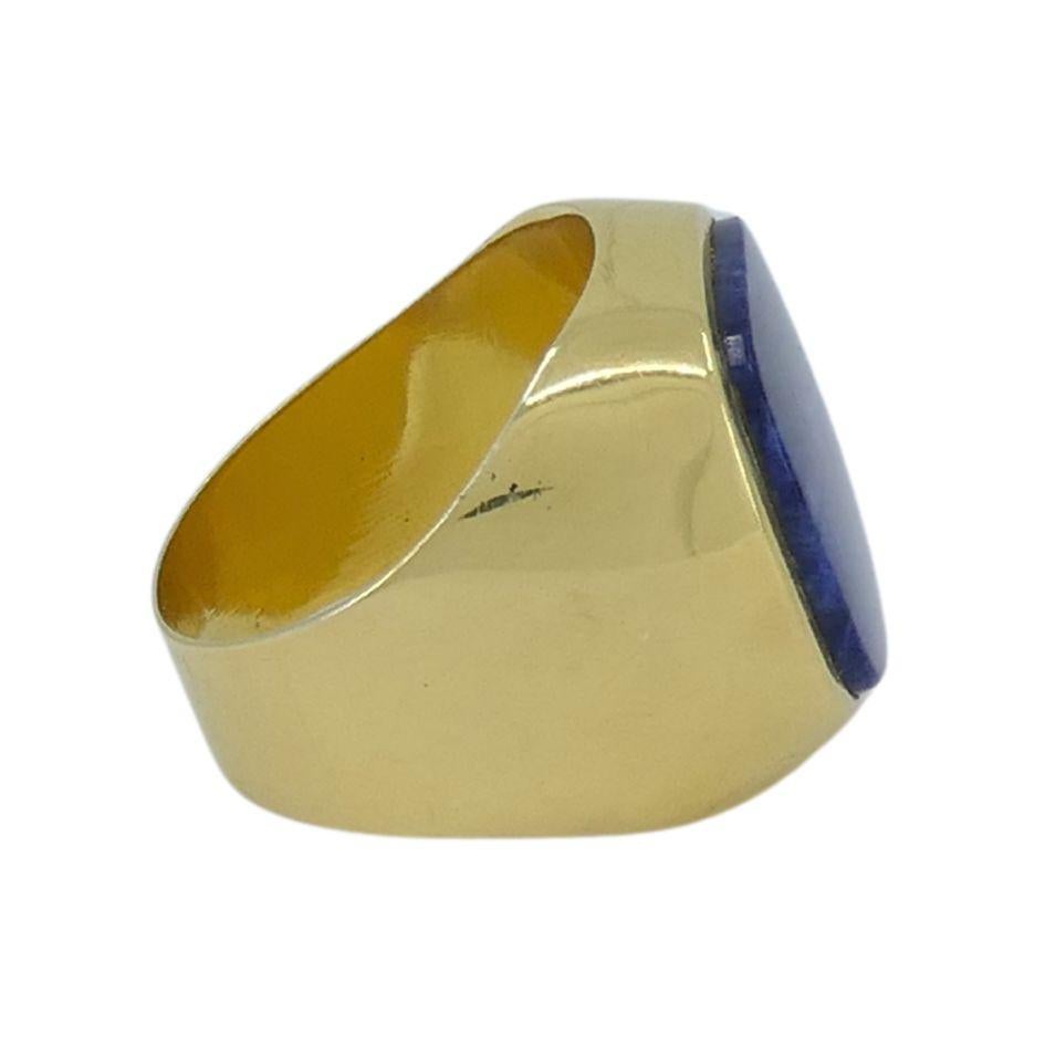 Vintage Französisch 18k Gold Sodalith Signet Ring im Angebot 1