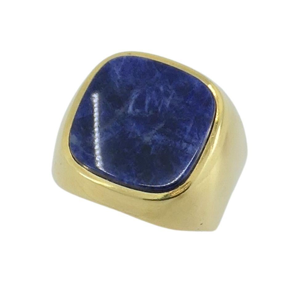 Vintage Französisch 18k Gold Sodalith Signet Ring im Angebot 2
