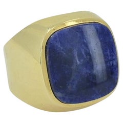 Vintage Französisch 18k Gold Sodalith Signet Ring
