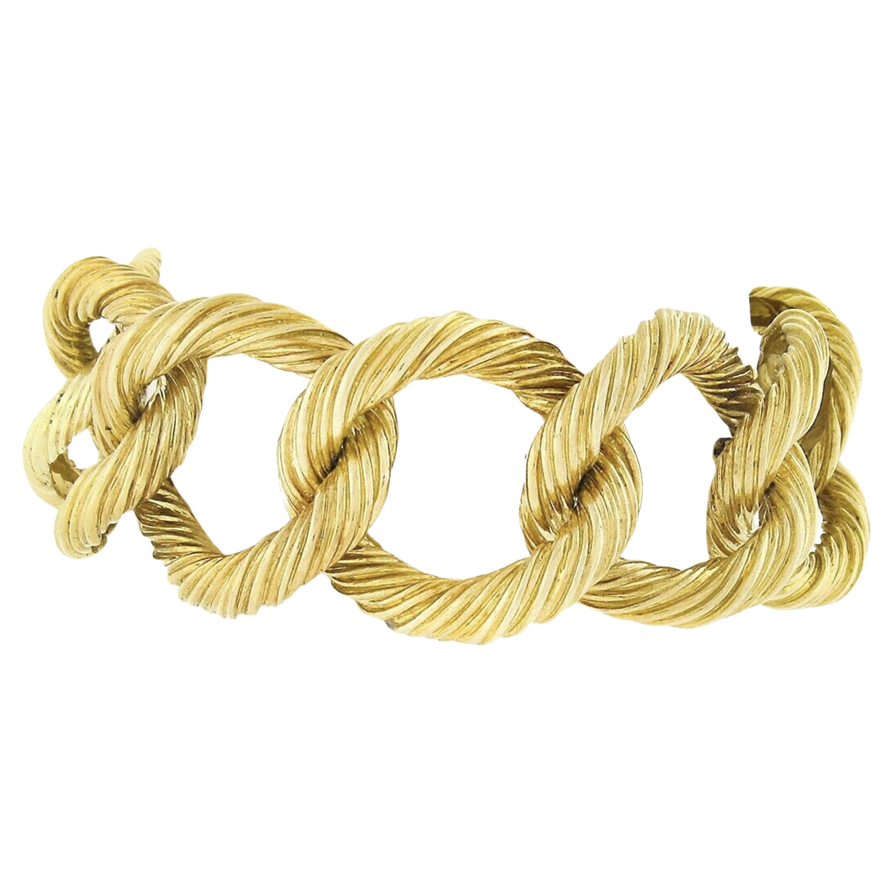 Textured Gold Large Cable Link Bracelet at 1stDibs