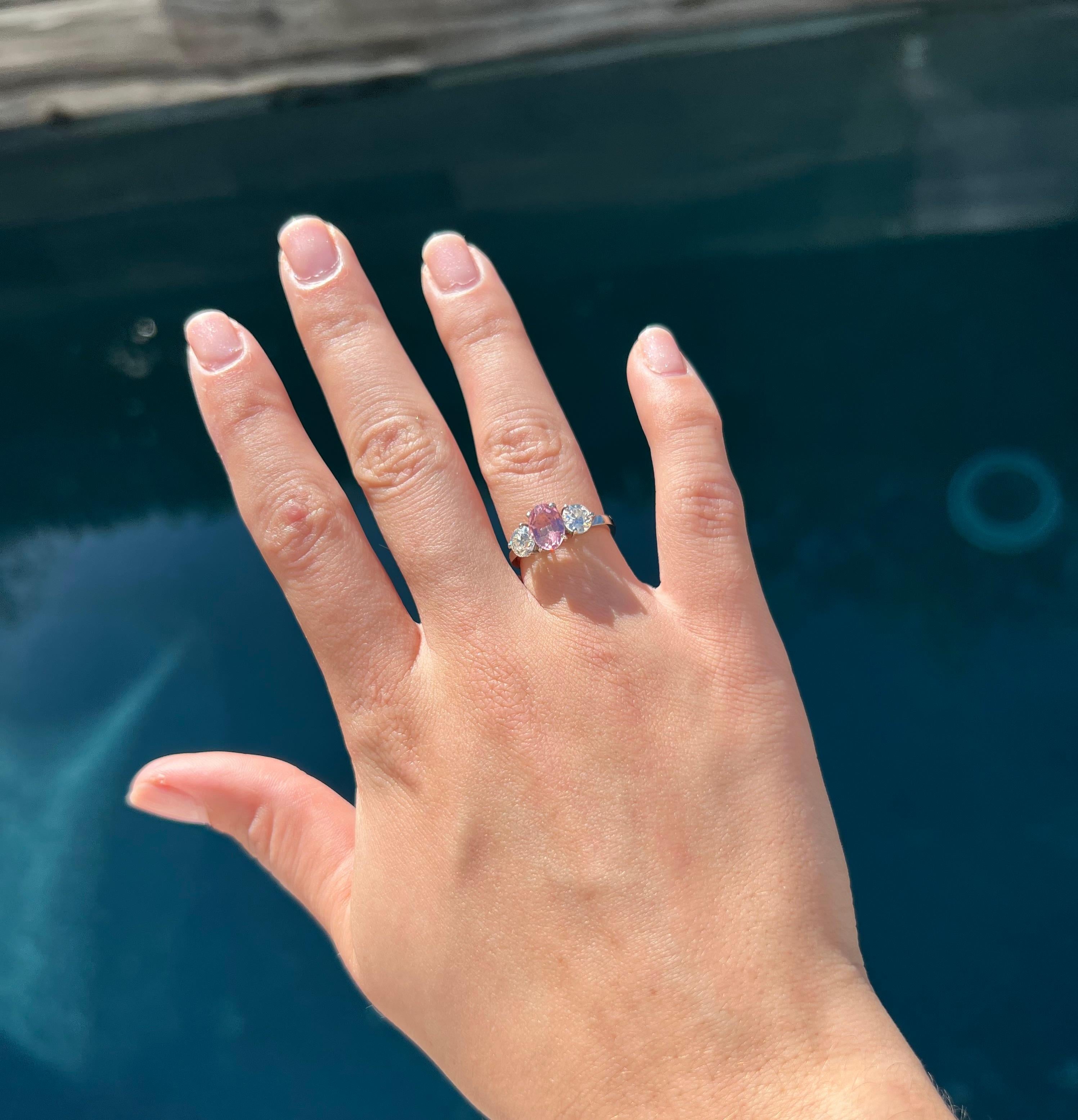 Vintage French 18k Gold Tourmaline & OEC Diamond Ring For Sale 1