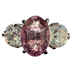 Bague française vintage en or 18 carats, tourmaline et diamants OEC