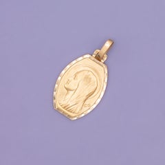 Vintage French 18K solid yellow Gold Virgin Mary Charm Pendant