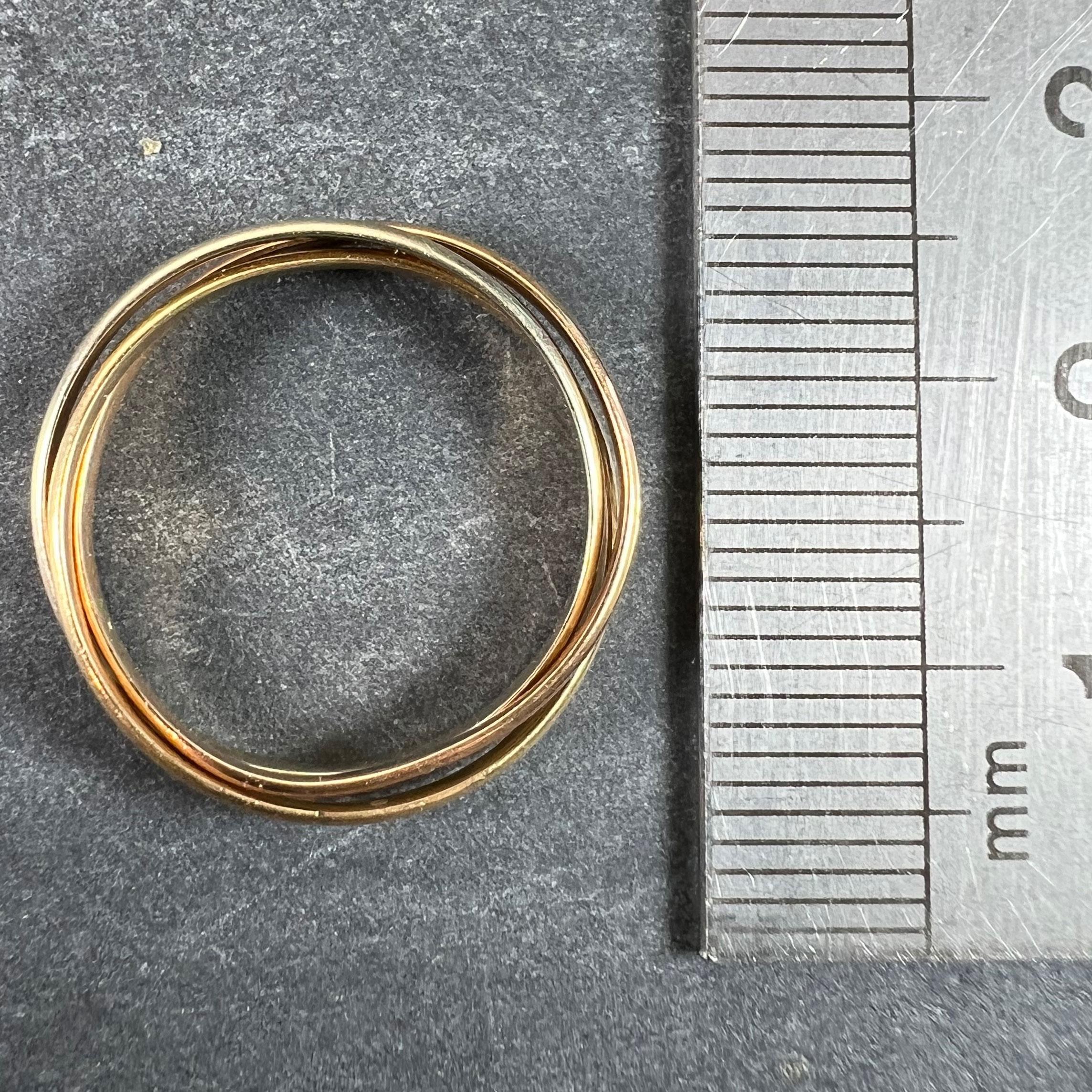 Vintage French 18K White Rose Yellow Gold Trinity Russian Wedding Ring en vente 6